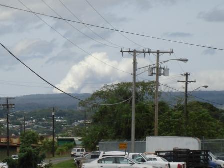 Volcano plumes seen from Hilo, Hawaii Aug 2008